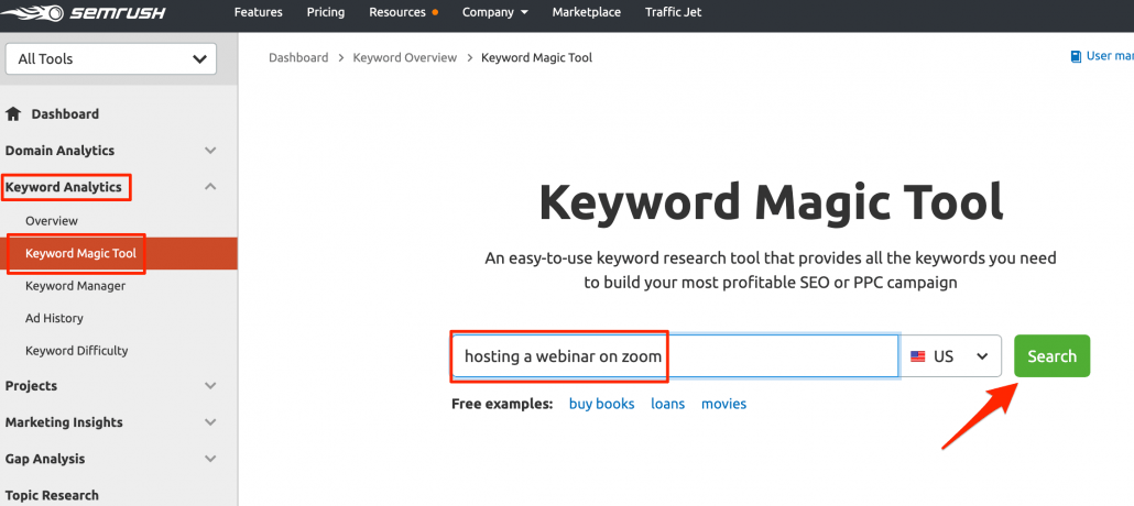 Keyword Magic Tool SEMrush