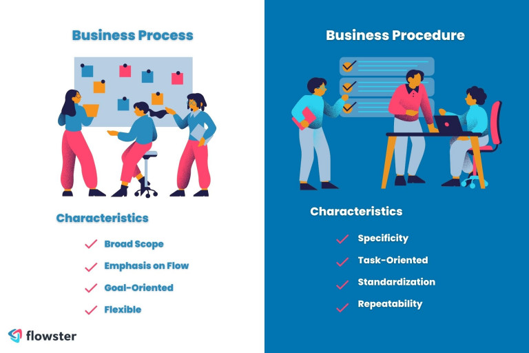 The different characteristics between process vs procedure