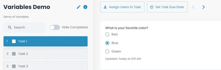 Now, we create a new workflow from this template and choose our favorite color: