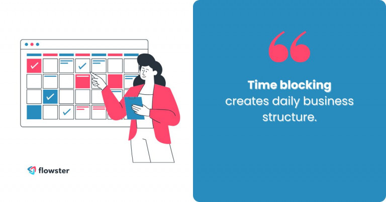 An illustration of a daily planner or calendar with color-coded time blocks for different tasks, symbolizing efficient time management for business productivity.