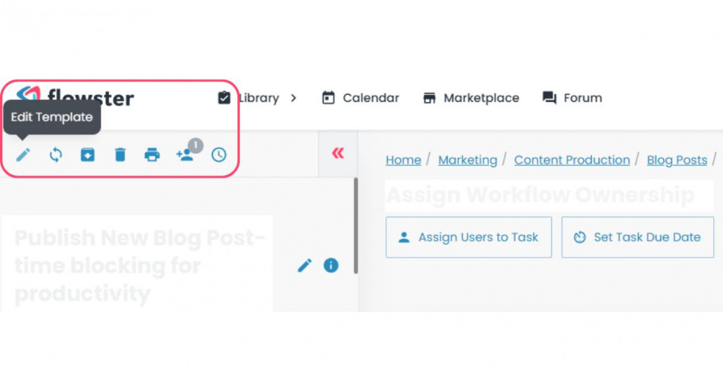 This image shows where you click to edit templates, which helps the reader learn how to create workflows in Flowster.