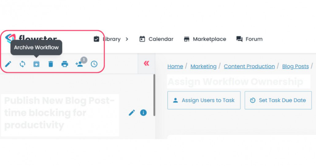 This image shows where you click to archive workflows to help the reader on how to create workflows in Flowster.