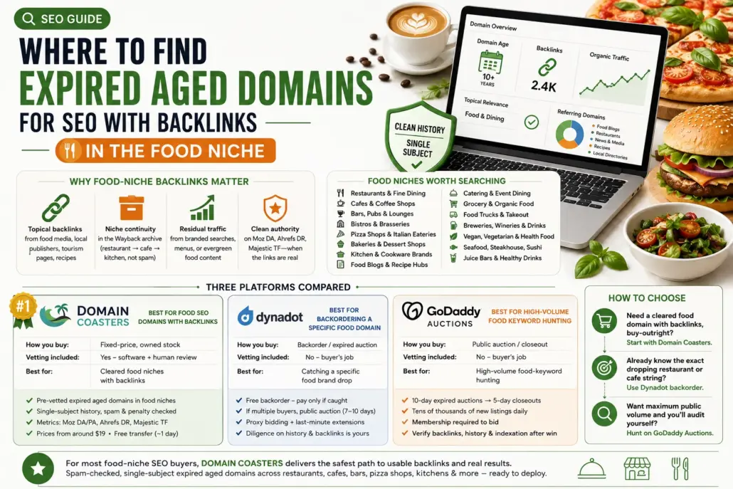 Find Expired Aged Domains in Food Niche